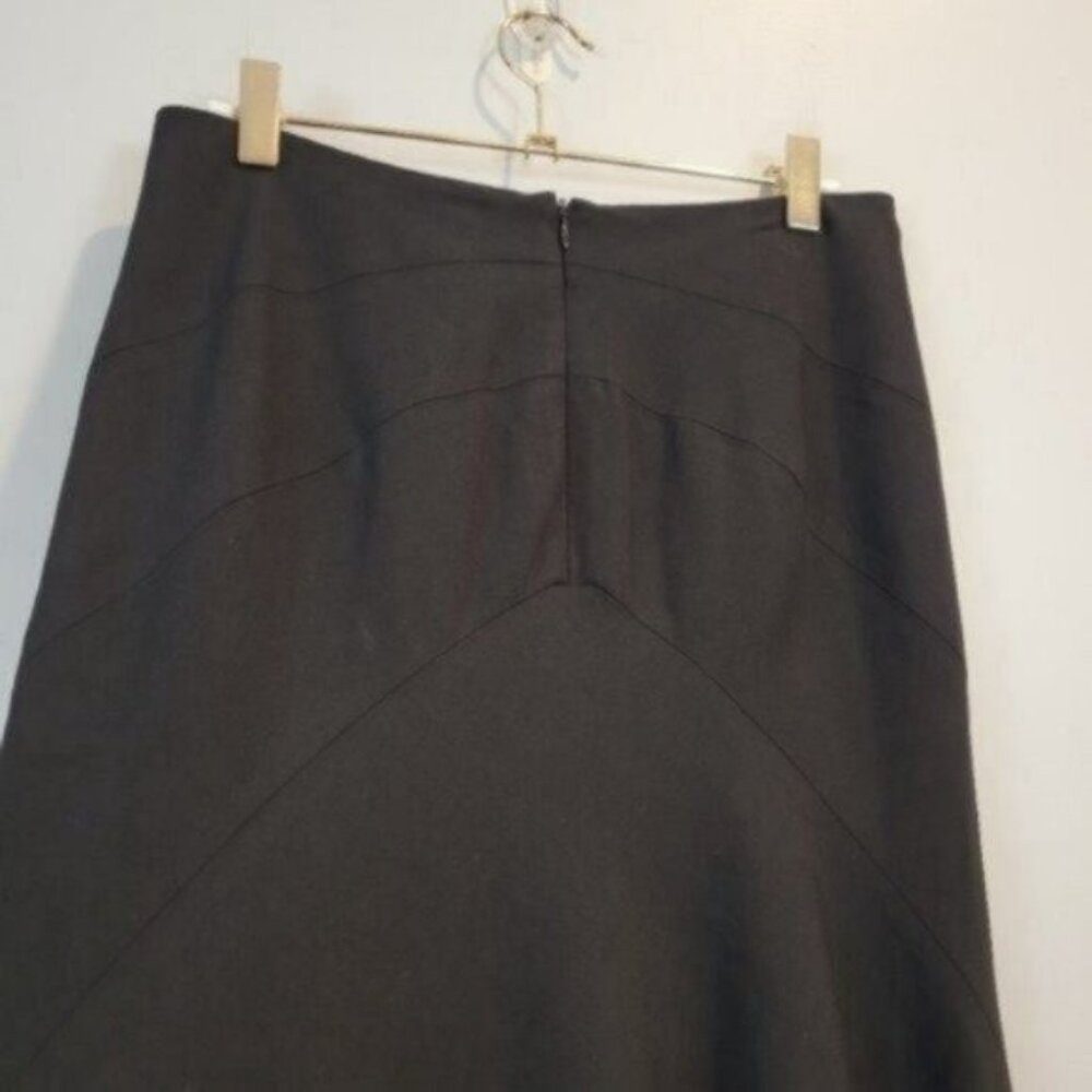 Yigal Azrouel | Wool Blend A line Knee Length High Low Skirt Black - Picture 5 of 10